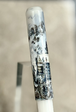Load image into Gallery viewer, Franklin-Christoph 40M A.A. Vacharat - Winter Castle on Snow: hand-painted cap with castle and snowy trees.