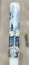 Load image into Gallery viewer, Close-up of the Franklin-Christoph 40M A.A. Vacharat - Winter Castle on Snow cap, hand painted with a snowy scene.