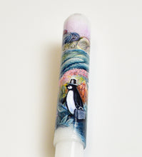 Load image into Gallery viewer, Franklin-Christoph 40 M pen by A.A. Vacharat features a painted traveling penguin with briefcase on swirling hills.