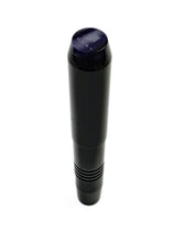 Load image into Gallery viewer, pocket 45 fountain pen with Onyx acrylic and smoke finials. One pen capped on a white background showing the F and Diamonds engraving on the top. 