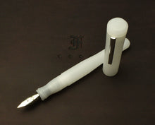Load image into Gallery viewer, Franklin-Christoph Model 02 Intrinsic Ghost: matte white acrylic pen with silver nib, clip, and cartridge converter system.