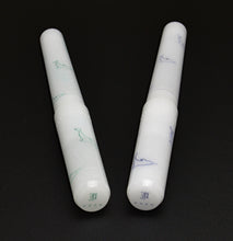 Load image into Gallery viewer, Two Franklin-Christoph Model 03M Dolphins in the Snow pens, artisan series, on a black background.