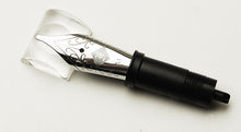 Load image into Gallery viewer, Close-up of Franklin-Christoph #6 Nib Unit gold fountain pen nibs with decorative engravings on white background.