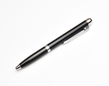 Load image into Gallery viewer, Franklin-Christoph Model 28 Shortstock Ballpoint in Classic Black with silver accents and clip, on white background.
