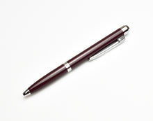 Load image into Gallery viewer, Franklin-Christoph Model 28 Shortstock Ballpoint in maroon with silver accents and clip, shown on a white background.