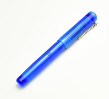 Load image into Gallery viewer, A Franklin-Christoph Model 31 Omnis Fountain Pen in Maya Blue with a silver clip and #6 nib sits on a white background.