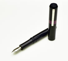 Load image into Gallery viewer, Franklin-Christoph Model 40 Panther Fountain Pen - Midnight Plum, #6 silver nib, purple-banded cap, white background.