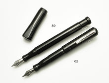 Load image into Gallery viewer, Franklin-Christoph 1 F-C Fountain Pen Comparison: models 50 &amp; 02 shown for size on a white background.