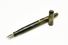 Load image into Gallery viewer, Blue and gold Franklin-Christoph Model 65 Stabilis fountain pen, uncapped, shown against a white background.