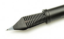 Load image into Gallery viewer, Close-up of a polished Franklin-Christoph #6 Architect Hybrid Bacas Grind nib, showing its ridged texture and tip.