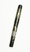 Load image into Gallery viewer, Franklin-Christoph Model 03M Birth of a Dragon LE FP with silver &amp; gold bird maki-e on black, white accents.