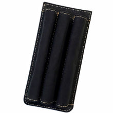 Load image into Gallery viewer, Franklin-Christoph Pen Case Inserts: black leather, 3 slots, white stitching—perfect for pens and small accessories.