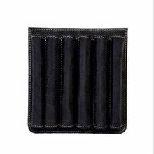 Load image into Gallery viewer, Franklin-Christoph Pen Case Inserts: black leather, 6 vertical slots, white stitching, removable 3-pen insert included.