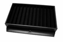 Load image into Gallery viewer, Franklin-Christoph Covered Pen Tray with narrow slots rests atop a closed black Franklin-Christoph display case.