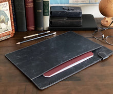 Load image into Gallery viewer, Franklin-Christoph Document Folder - NWF Colors with A4 papers, red notebook, pencils, books, globe &amp; glasses on wood desk.