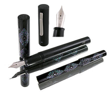 Load image into Gallery viewer, Franklin-Christoph Model 01 IPO Diamondback LE FP, 18K gold nib, geometric glitter design, capped &amp; uncapped shown.
