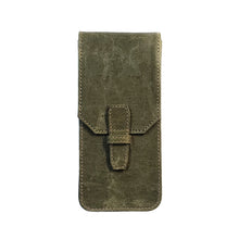 Load image into Gallery viewer, Franklin-Christoph New Penvelope 3 NWF: brown vegan pen case with stitched flap, strap, and removable pen slots.