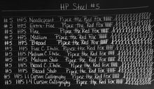 Load image into Gallery viewer, Chalkboard lists HP Steel #5 and Franklin-Christoph #5 Nib Unit, with strokes matching each nib’s hash marks.