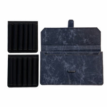 Load image into Gallery viewer, Franklin-Christoph New Penvelope 12 NWF: blue leather case, two black trays, and removable pen inserts for versatility.