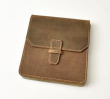 Load image into Gallery viewer, Franklin-Christoph New Penvelope 6 Boot Brown Leather pen case with flap; holds six pens; light edge stitching.