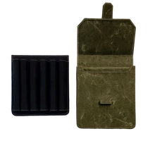 Load image into Gallery viewer, Franklin-Christoph New Penvelope 6 NWF: open green vegan case with flap, black insert, shown on white background.