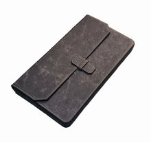 Load image into Gallery viewer, Franklin-Christoph New Penvelope 12 NWF, dark brown leather sleeve with flap, strap, and removable pen inserts shown.