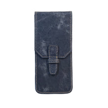 Load image into Gallery viewer, Franklin-Christoph New Penvelope 3 NWF: dark blue vegan pen case, white stitching, flap closure, removable pen slots.