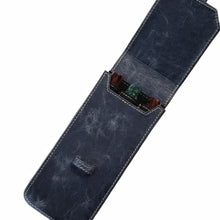 Load image into Gallery viewer, Franklin-Christoph New Penvelope 3 NWF: dark blue vegan case with white stitching, holds 3 pens and has removable slots.