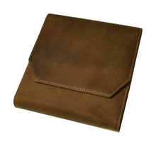 Load image into Gallery viewer, Franklin-Christoph Penvelope Six leather wallet, boot brown, envelope style with visible stitching on white background.