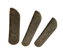 Load image into Gallery viewer, Three Franklin-Christoph Single Pen Sleeve - NWF Brown, with visible stitching, displayed on a white background.