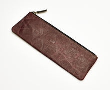 Load image into Gallery viewer, A textured dark brown Franklin-Christoph Pencil Pouch - NWF with zipper, shown on a white background.