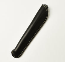 Load image into Gallery viewer, Franklin-Christoph Single Pen Sleeve - Napa Black leather with stitching, ideal pen case for protection, on white background.