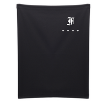 Load image into Gallery viewer, Franklin-Christoph Neck Gaiter: black fabric with ornate white F and diamonds. Stylish cold weather gear.