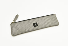 Load image into Gallery viewer, Franklin-Christoph Zippered Single Pen Pouch in gray fabric with black label, shown on a white background.