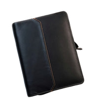 Load image into Gallery viewer, Franklin-Christoph 40 Pen Case - Black Napa Seconds, shown closed with white stitching on a white background.