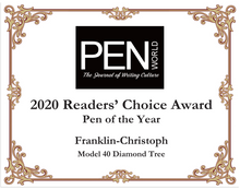 Load image into Gallery viewer, Award certificate for 2020 PEN World Readers Choice: Franklin-Christoph Model 40 Panther Diamondtree LE FP.