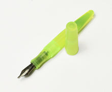 Load image into Gallery viewer, Franklin-Christoph pocket 66 Fountain Pen - Nuclear Green acrylic, block threads, uncapped on white background.